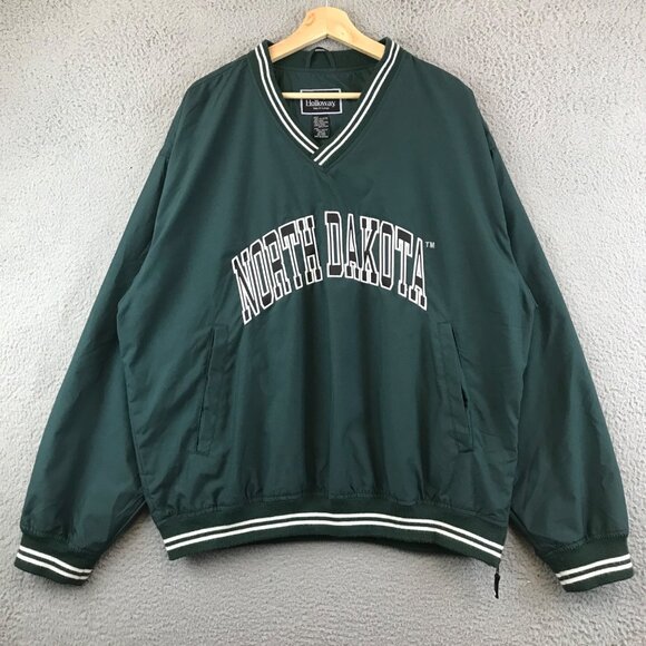 Holloway Other - Vintage North Dakota State Bison Jacket Green Windbreaker V neck size XL